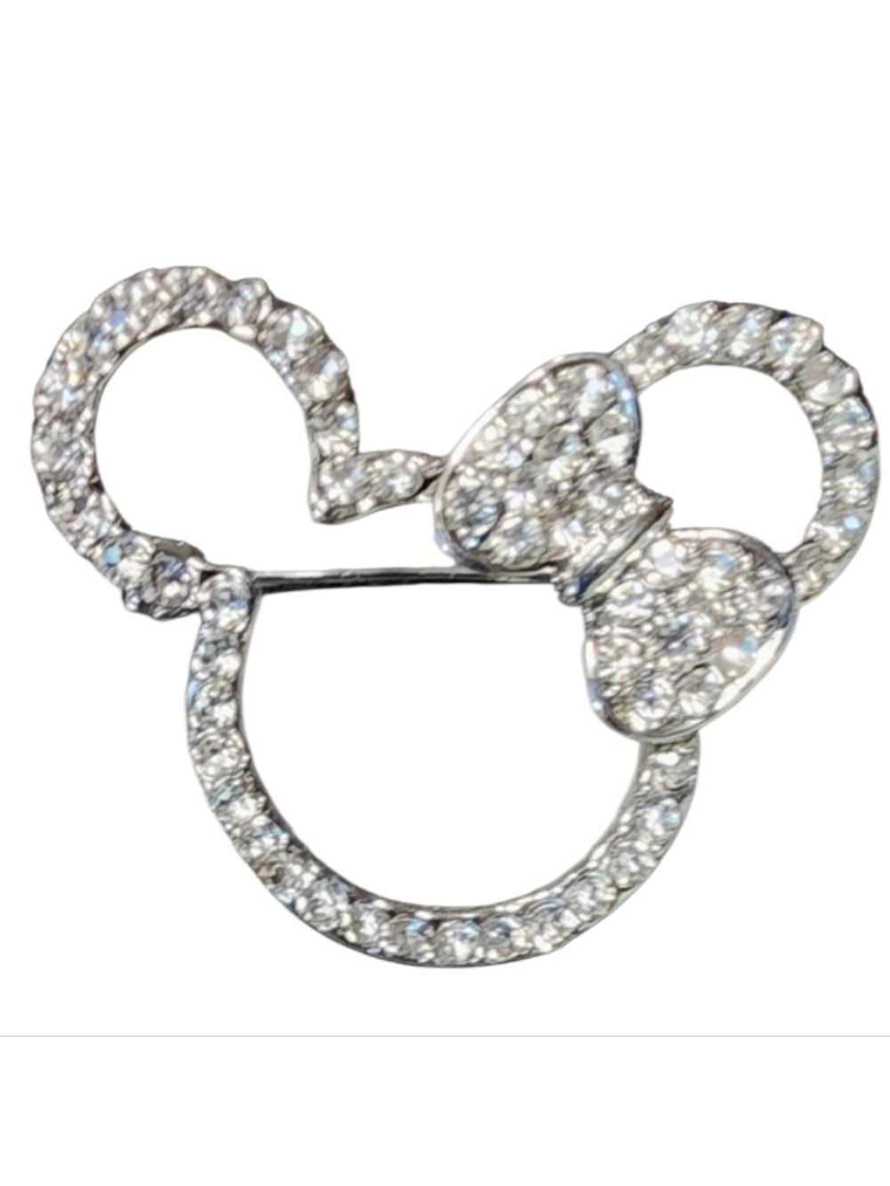 Silver Rhinestone Minnie Mouse Brooch